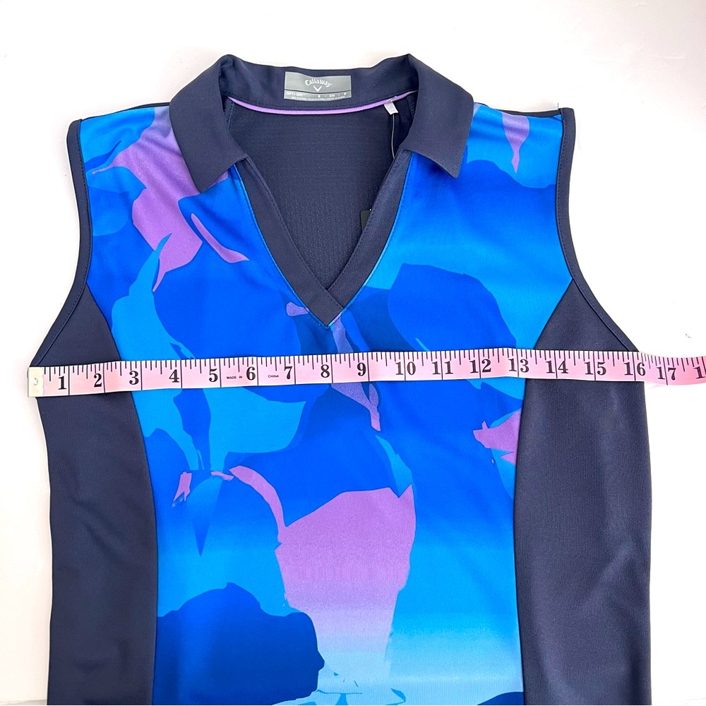 Callaway Golf Sleeveless V-Neck Shirt Moisture Wicking Blue Sea Star Top - Picture 5 of 12